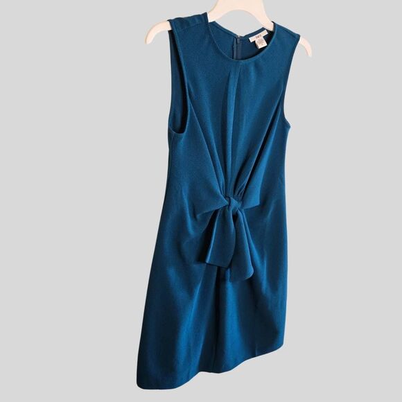 Bar III Sheath Dress Women’s Size Small Teal Blue Knotted Knee Length Work Party - Picture 14 of 15